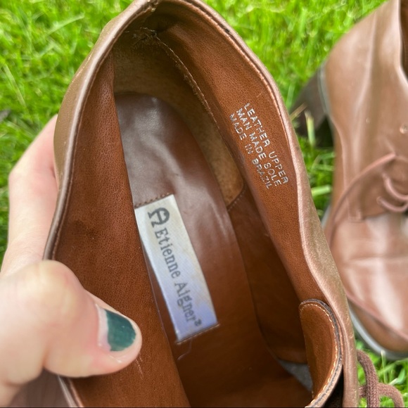 Etienne Aigner red brown heeled leather booties - Picture 5 of 5